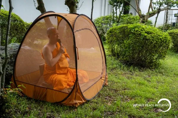 Guiding meditation from inside a tent